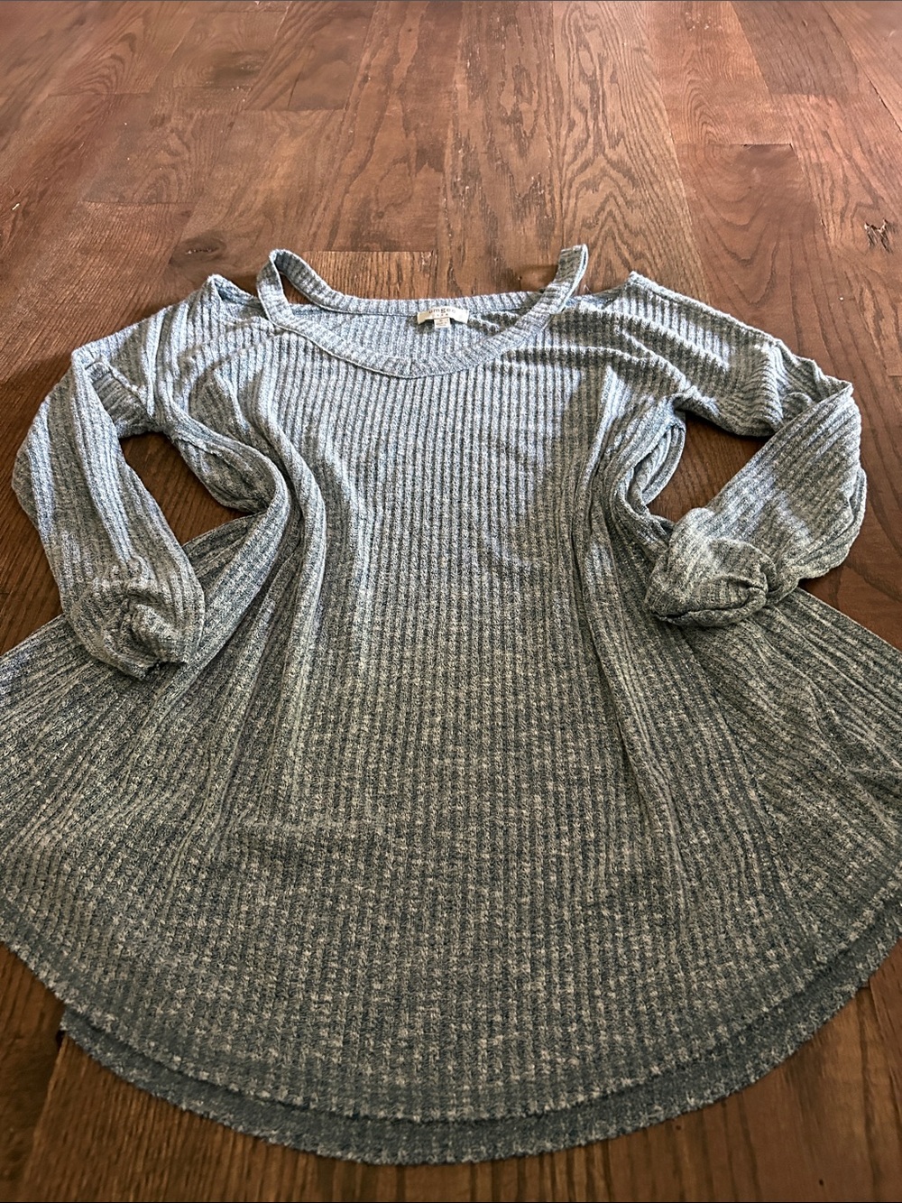 Umgee Heather blue Ribbed Swing Tunic Top